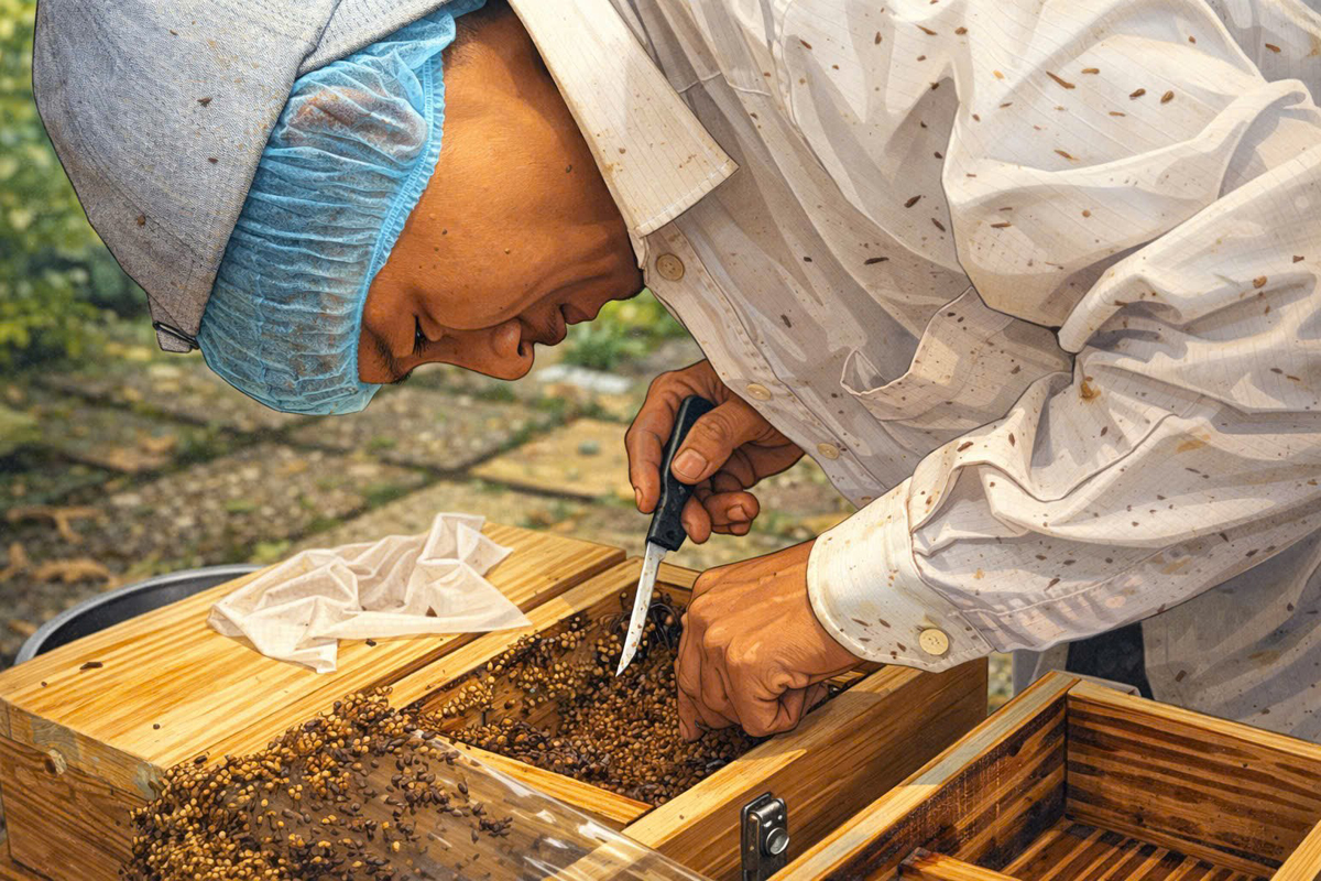 Stingless bee honey harvesting
